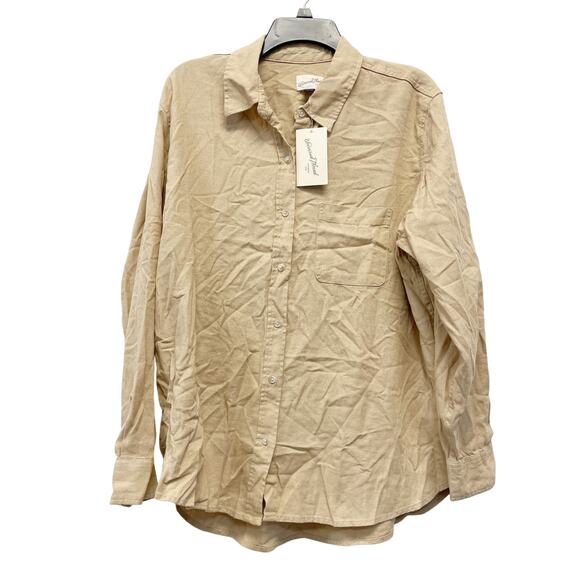 A New Day Women's Slim Fit Boyfriend Tailored Long Sleeve Button Down Shirt L - Picture 1 of 5